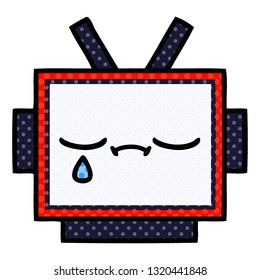 comic book style cartoon of a robot head