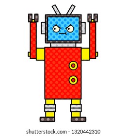 caricatura de un robot al estilo de un libro de historietas