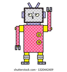 caricatura de un robot al estilo de un libro de historietas