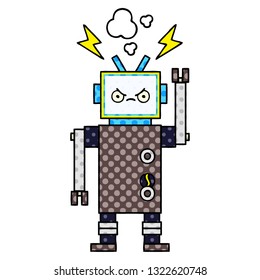 comic book style cartoon of a robot