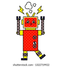 comic book style cartoon of a robot