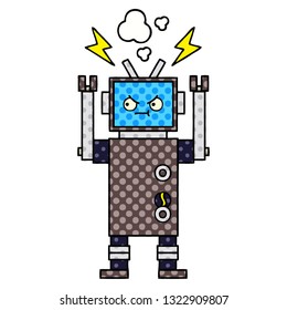 comic book style cartoon of a robot