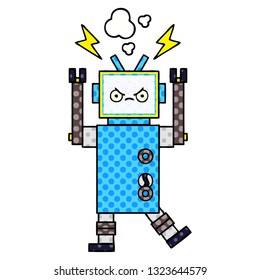 comic book style cartoon of a robot