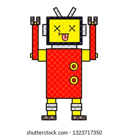 caricatura de un robot al estilo de un libro de historietas