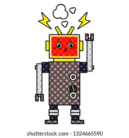 historieta de un mal funcionamiento de un robot