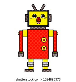 caricatura de un robot al estilo de un libro de historietas