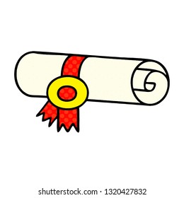 comic book style cartoon of a rolled certificate