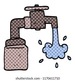 comic book style cartoon running faucet