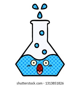 comic book style cartoon of a science beaker