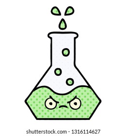 comic book style cartoon of a science beaker