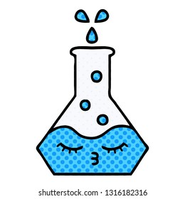 comic book style cartoon of a science beaker