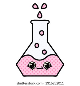comic book style cartoon of a science beaker