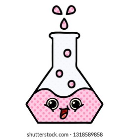 comic book style cartoon of a science beaker