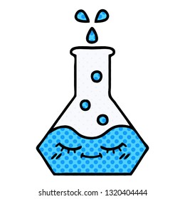 comic book style cartoon of a science beaker