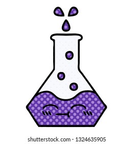 comic book style cartoon of a science beaker