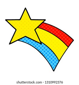 caricatura al estilo de un libro de historietas de una estrella fugaz del arco iris