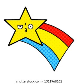 caricatura al estilo de un libro de historietas de una estrella fugaz del arco iris