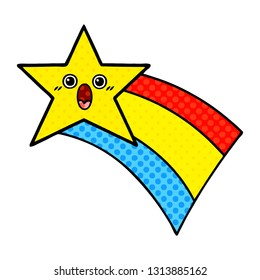comic book style cartoon of a shooting rainbow star
