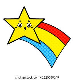 caricatura al estilo de un libro de historietas de una estrella fugaz del arco iris