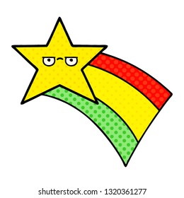 comic book style cartoon of a shooting rainbow star