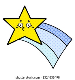 comic book style cartoon of a shooting rainbow star