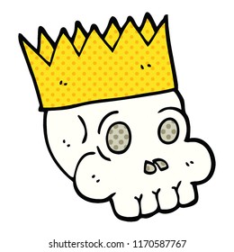 comic book style cartoon skull wearing crown