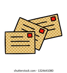 comic book style cartoon of a stamped letters 