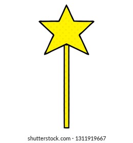 comic book style cartoon of a star wand