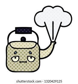 comic book style cartoon of a steaming kettle