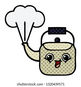 comic book style cartoon of a steaming kettle