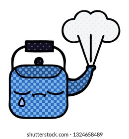 comic book style cartoon of a steaming kettle