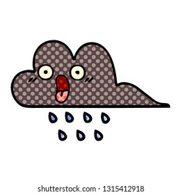 caricatura al estilo de un libro de historietas de una nube de lluvia tormentosa