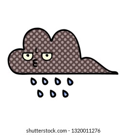comic book style cartoon of a storm rain cloud