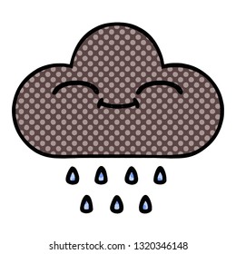 comic book style cartoon of a storm rain cloud