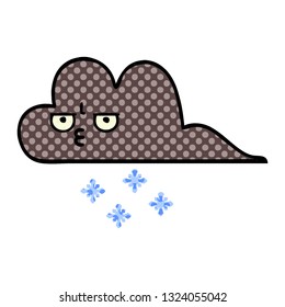 comic book style cartoon of a storm snow cloud