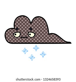 comic book style cartoon of a storm snow cloud
