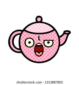 comic book style cartoon of a teapot