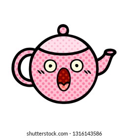 comic book style cartoon of a teapot