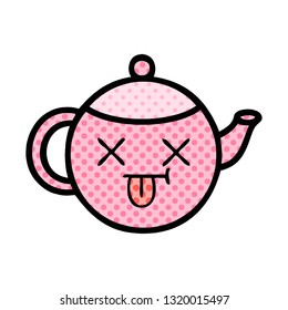 comic book style cartoon of a teapot