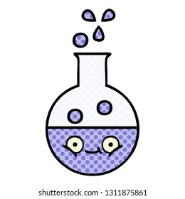 comic book style cartoon of a test tube