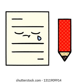 comic book style cartoon of a test paper