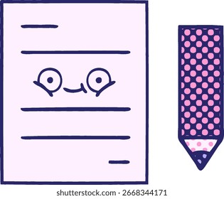 comic book style cartoon of a test paper in bright neon color