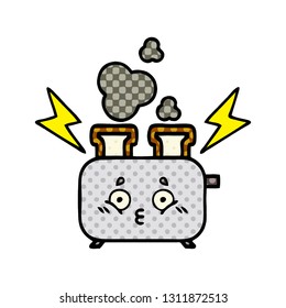 caricatura del estilo de un libro de historietas de una tostadora
