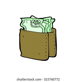 comic book style cartoon wallet full of cash