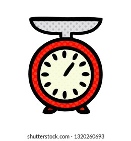 comic book style cartoon of a weighing scale