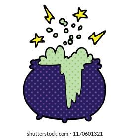 comic book style cartoon witchs cauldron