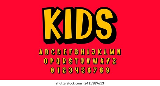 Comic book style font design, alphabet letters and numbers vector illustration. cartoon alphabet design 