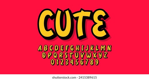 Comic book style font design, alphabet letters and numbers vector illustration. cartoon alphabet design 