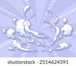 Comic book style landing smoke effect background