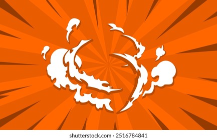 Comic book style landing smoke effect background. Comic illustration